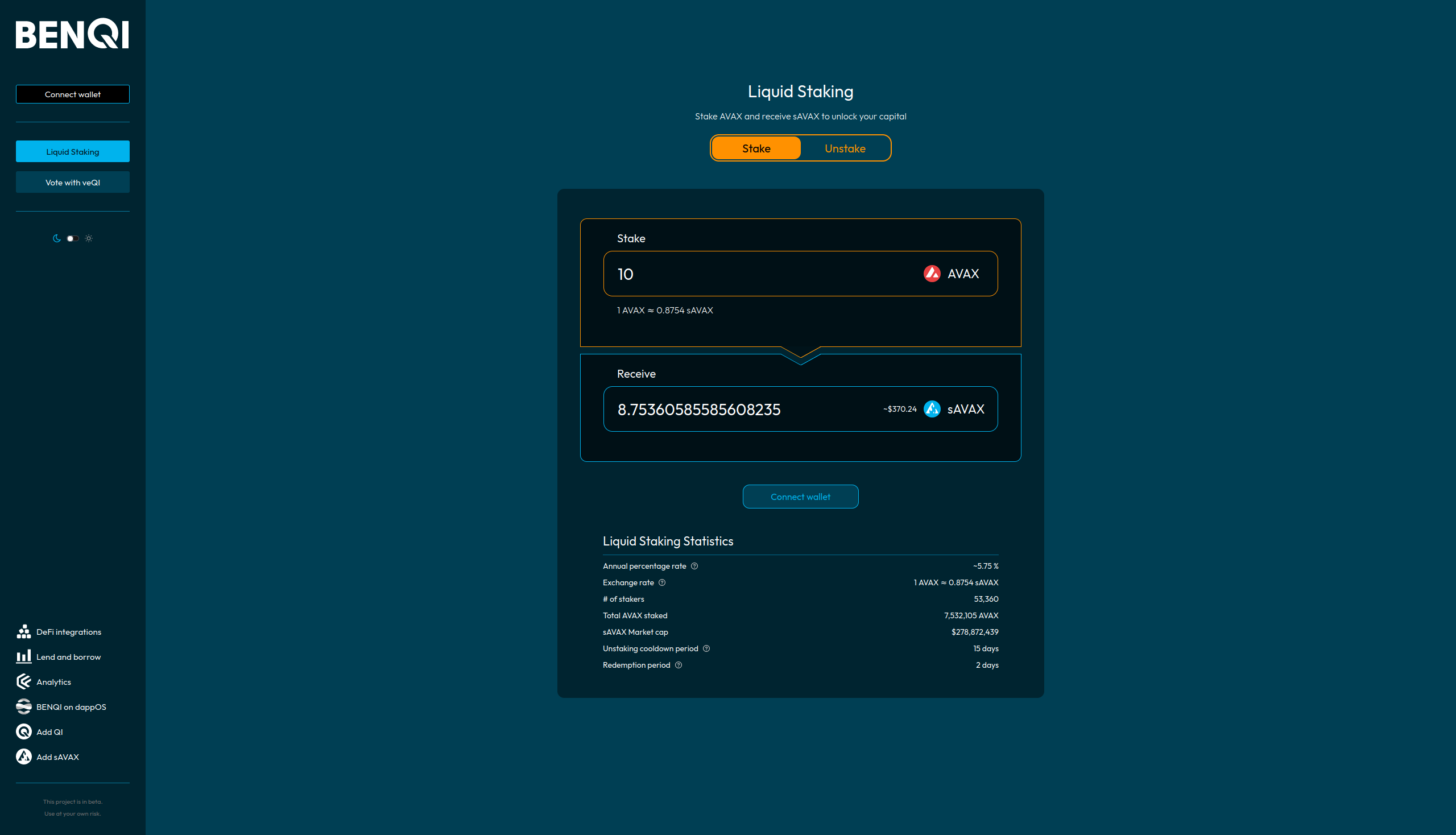 BENQI - $sAVAX Liquid Staking