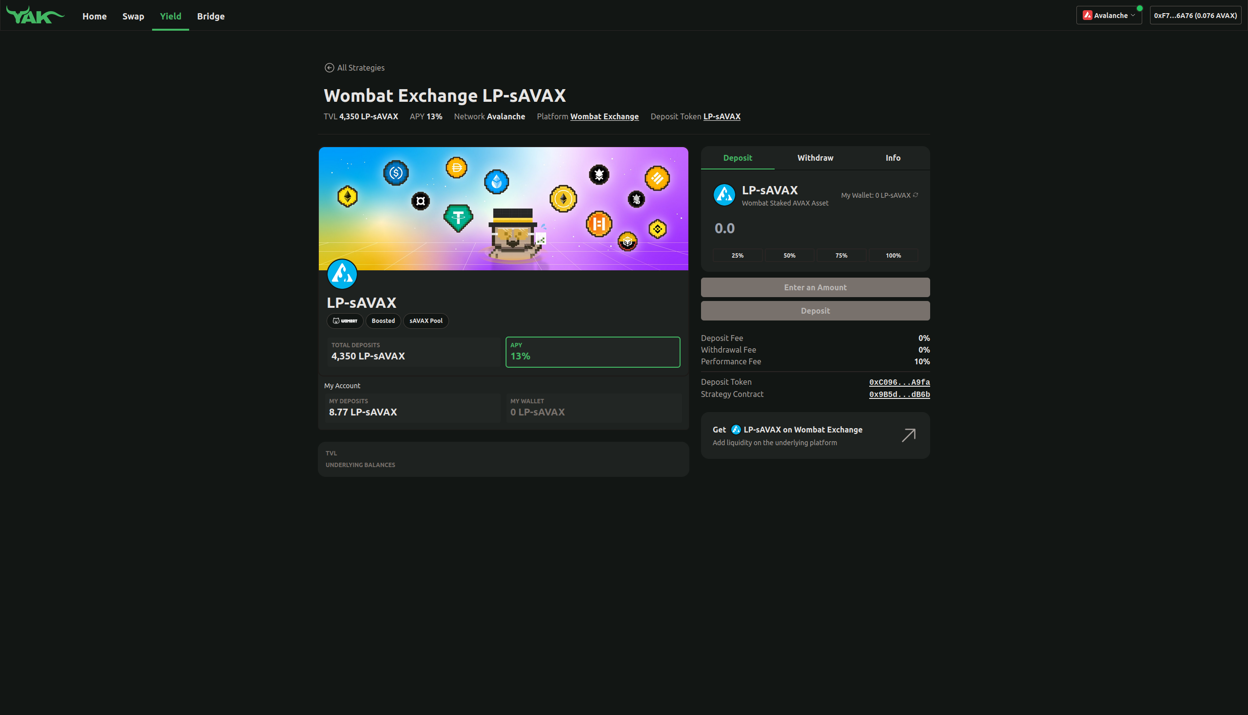 Yield Yak - $sAVAX Pool - $sAVAX LP Position